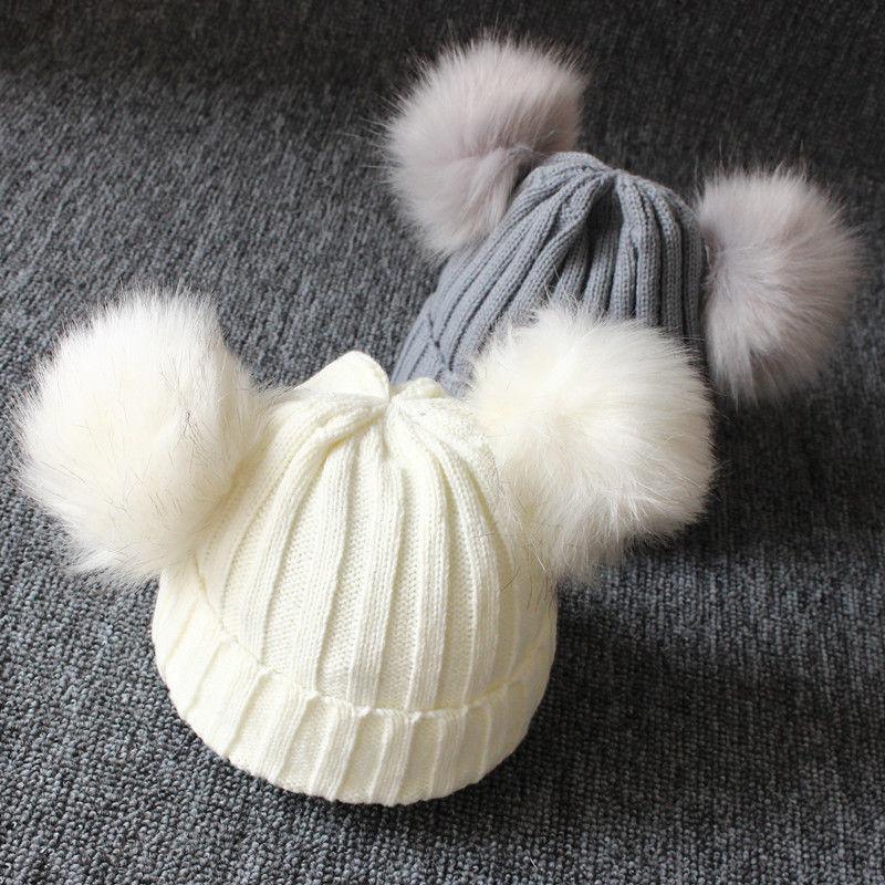 Charming Newborn Baby Winter Knit Hat with Pompom