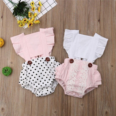 Stylish Baby Girl Splice Bodysuit - Summer Jumpsuit