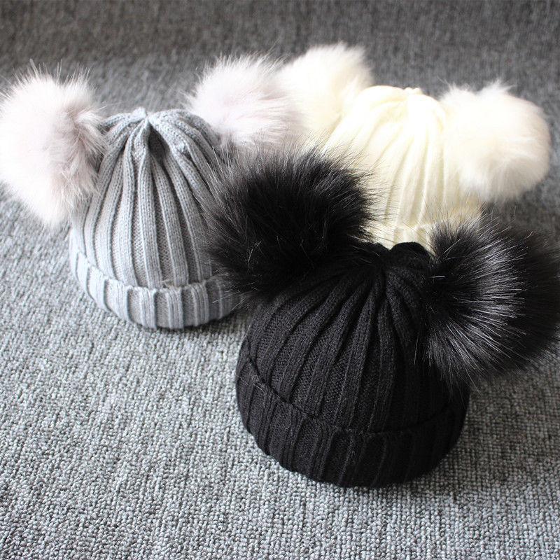 Charming Newborn Baby Winter Knit Hat with Pompom