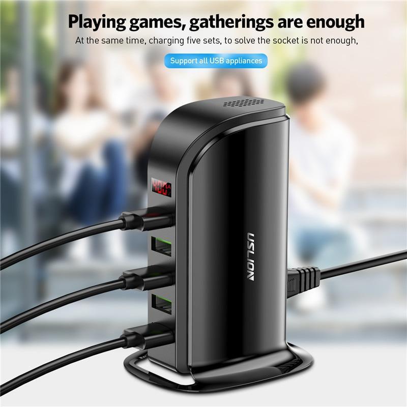 Cargador USB de Ahorro de Energía de 5 Puertos con Pantalla LED