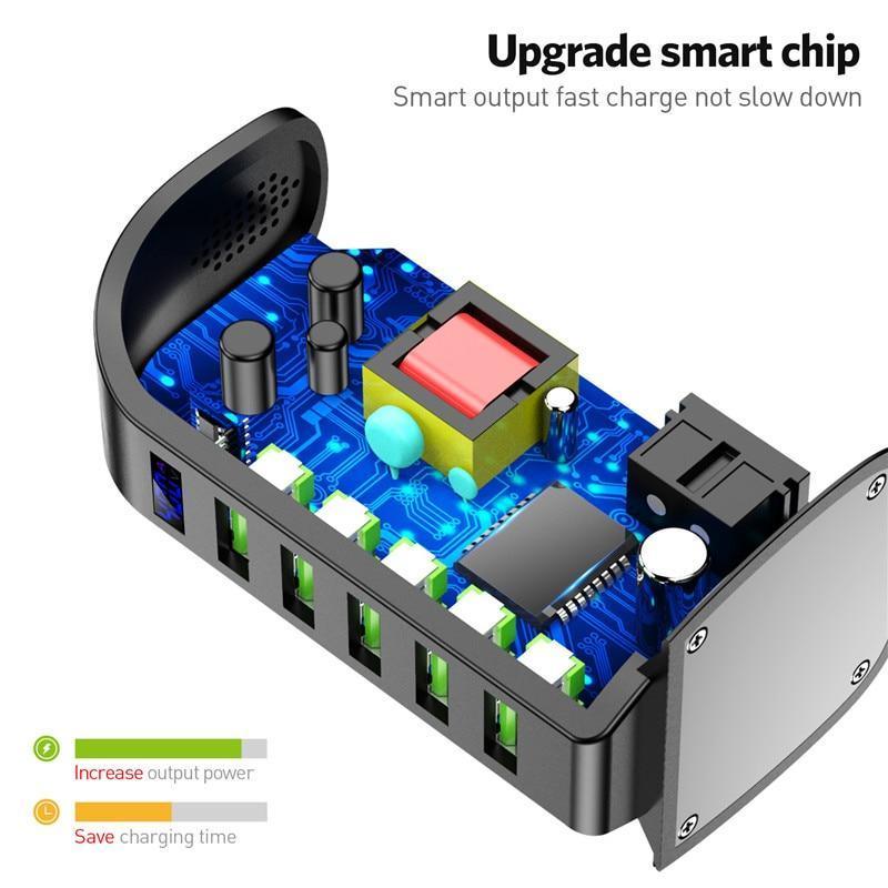 Cargador USB de Ahorro de Energía de 5 Puertos con Pantalla LED