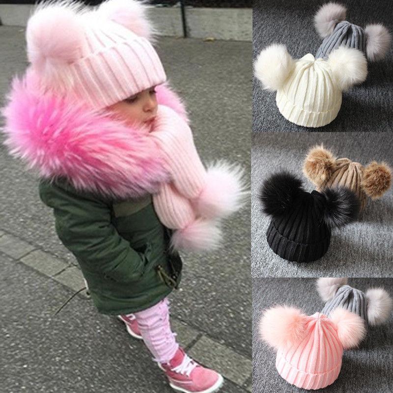 Charming Newborn Baby Winter Knit Hat with Pompom