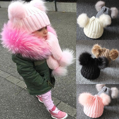 Charming Newborn Baby Winter Knit Hat with Pompom