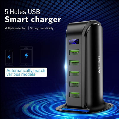 5-Port USB Energy Saving Charger with LED Display