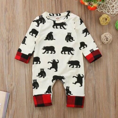 Jumpsuit en Coton avec Imprimé Ours pour Nouveau-nés