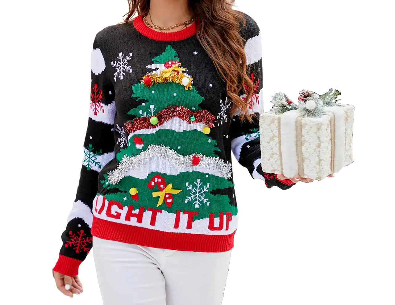 ASTANFY Women's Sequin Christmas Sweater - Holiday Pullover