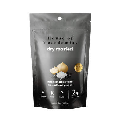 Premium Dry Roasted Macadamia Nuts with Sea Salt & Black Pepper