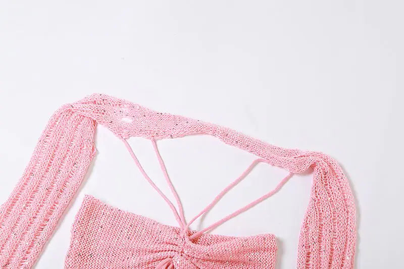 Conjunto de Falda Mini de Crochet Desgastado Dulce Como el Azúcar
