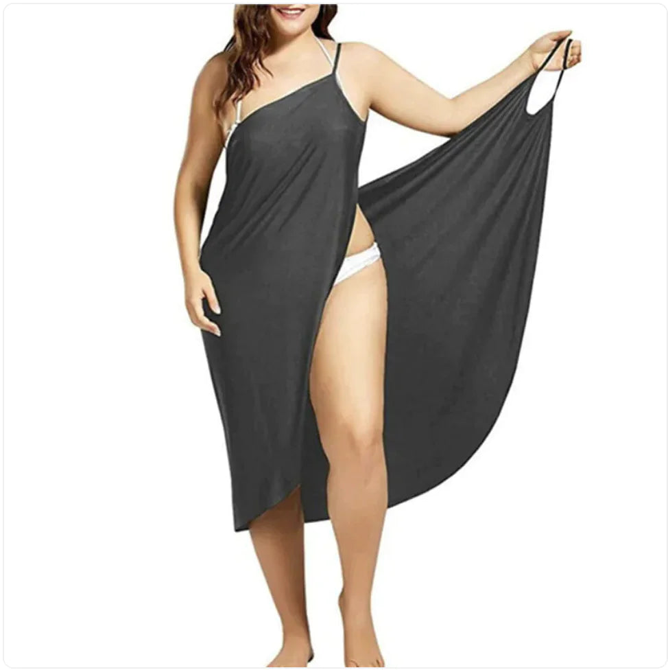 Robe de Plage à Bretelles Croisées de Couleur Unie