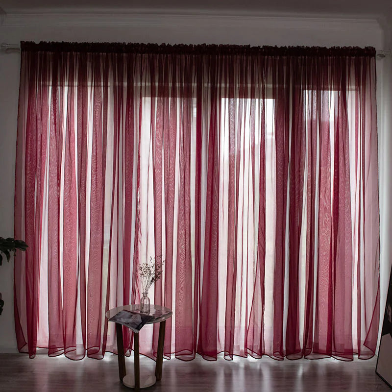 Simple Modern Solid Color Gauze Curtain for Balcony