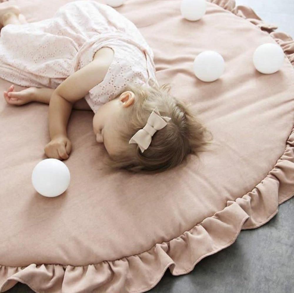 Alfombra de Juego de Algodón Premium para Bebés - Alfombra Redonda Suave para Niños