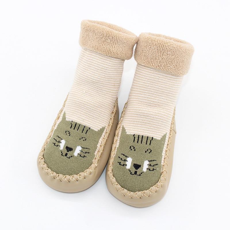 Baby Warm Stretchy Booties with Rubber Soles for Newborns