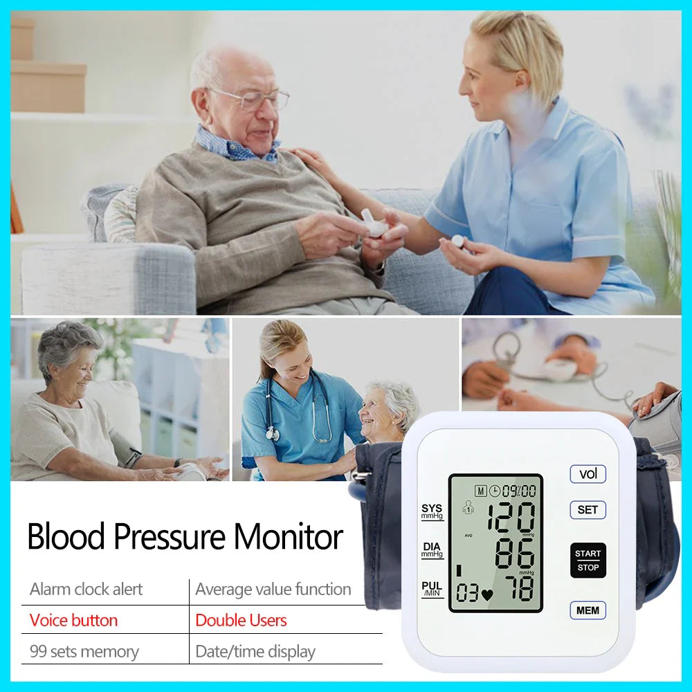 Health Care Arm Blood Pressure Monitor Heart Beat Rate Pulse Meter Tonometer Sphygmomanometers pulsometer - Korvel