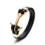 Pulsera de Ancla de Cuero Genuino con Charm de Acero Inoxidable