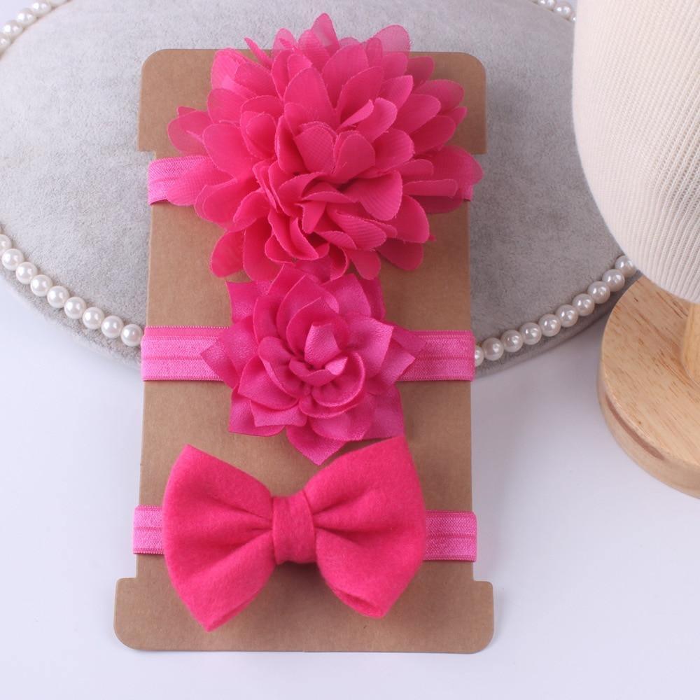 Chiffon Flower Headband Bow Set for Baby Girls