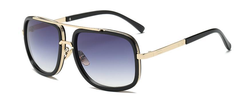 Elegant Oversized Gold Metal Frame Sunglasses