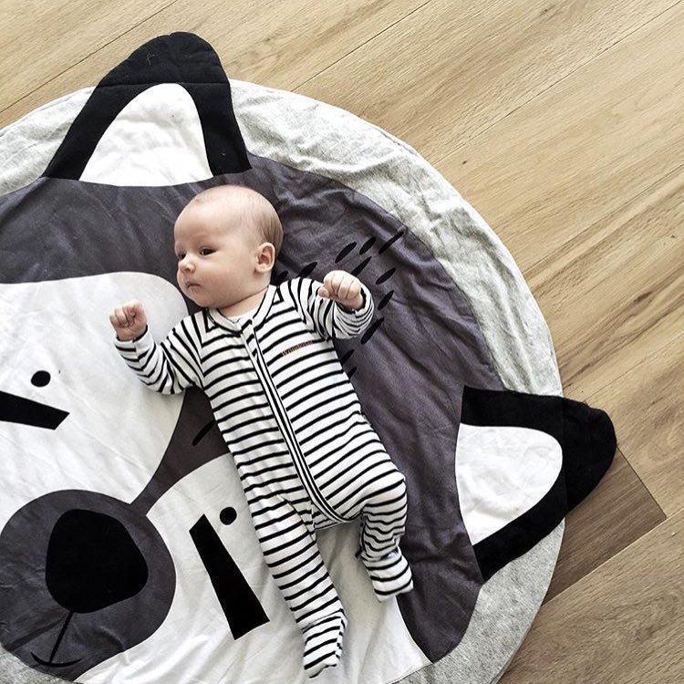 Alfombra de Juego de Algodón Premium para Bebés - Alfombra Redonda Suave para Niños