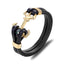 Bracelet en cuir et acier inoxydable à charms multi-couches élégant