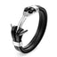 Pulsera de Ancla de Cuero Genuino con Charm de Acero Inoxidable