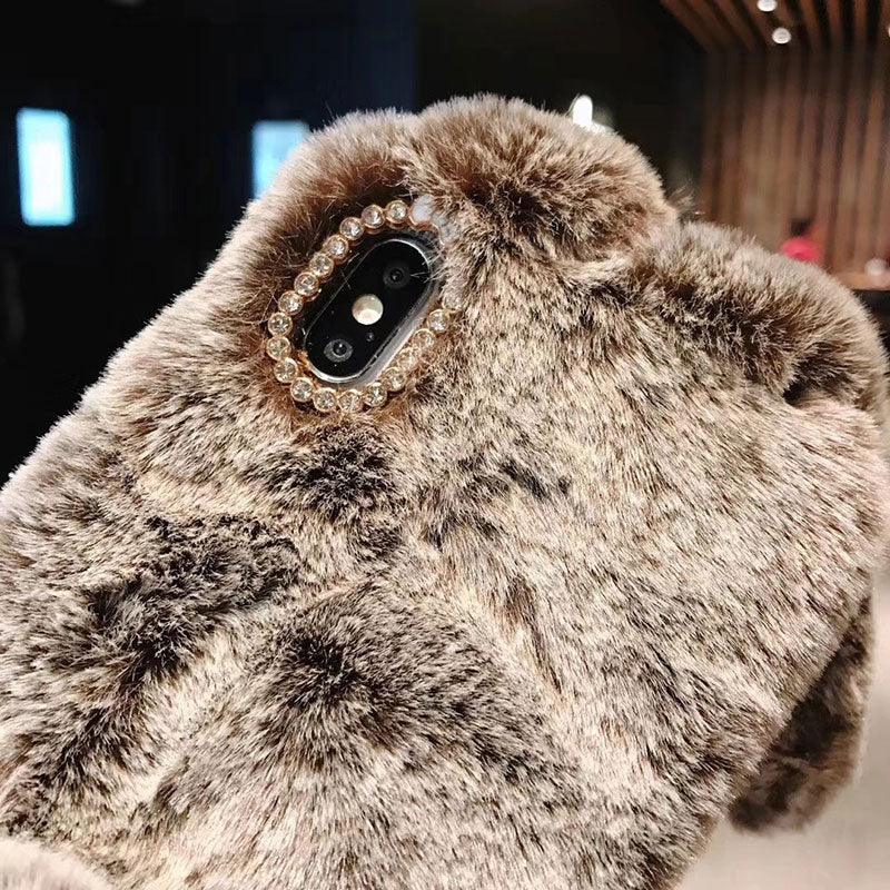 Funda de Peluche Linda y Esponjosa para iPhone - Diseño de Orejas de Conejo