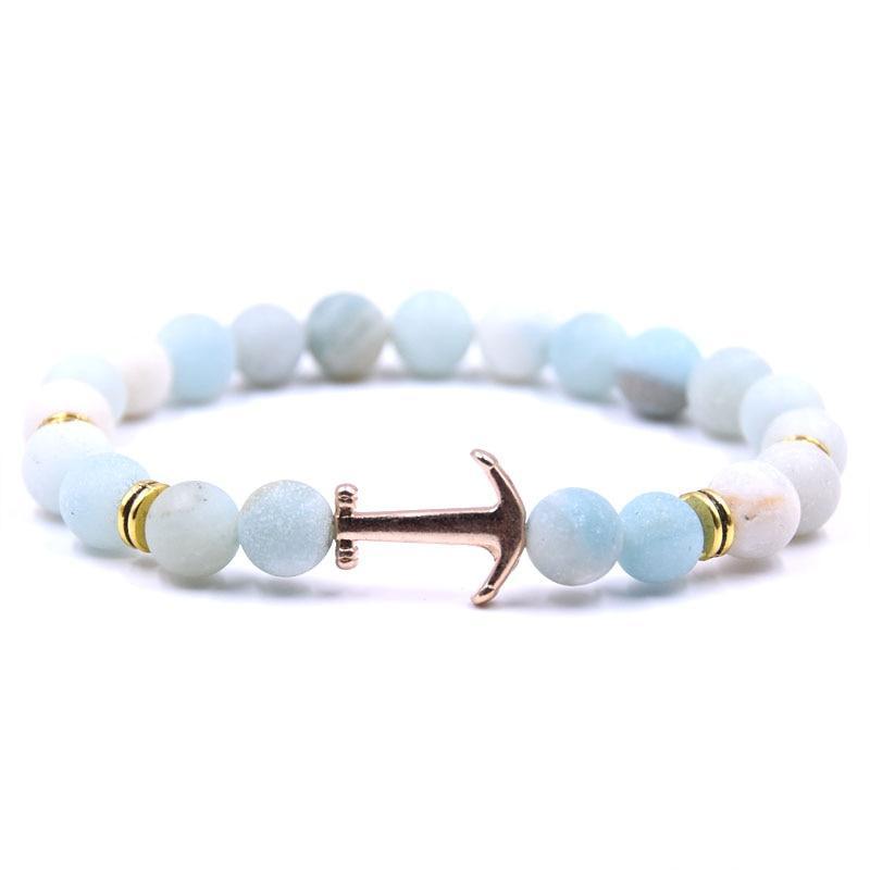 Bracelet en Pierre Naturelle au Design Ancre Élégant pour Hommes et Femmes