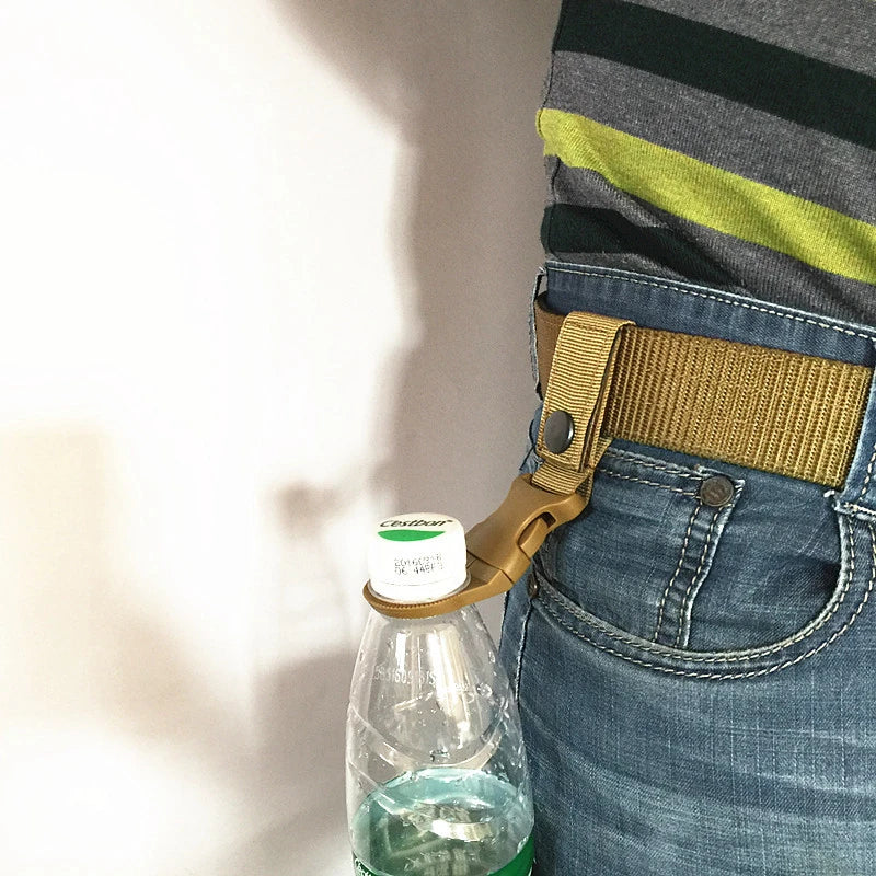 Nylon Molle Webbing Water Bottle Carabiner Belt Backpack Hanger Hook Outdoor Buckle Hook Holder Tool - Korvel