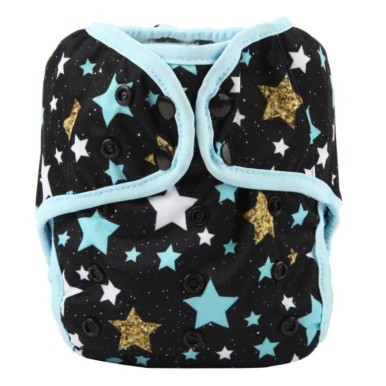 Couche en tissu pour bébé ajustable à taille unique avec double gousset