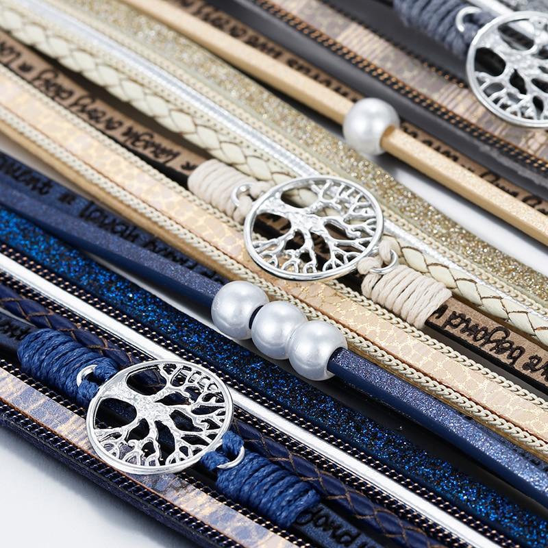 Elegant Handmade Leather Wrap Bracelet with Tree of Life Charm for Men and Women - Korvel