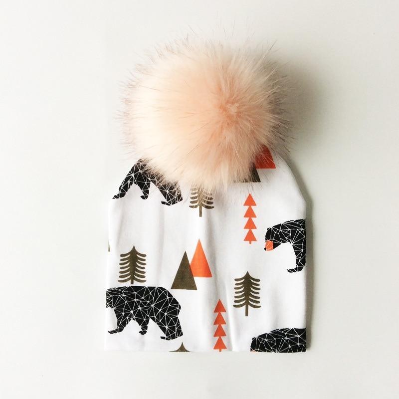Luxury Cartoon Print Cotton Beanie Hat for Kids