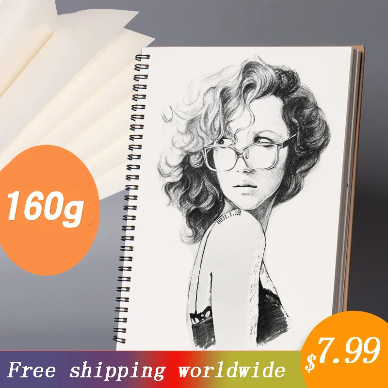Sketchbook 8K / 16K / A4 Painting Diary Painting Graffiti Soft Cover Black Paper Sketch Book Notebook Office School Supplies Gif - Korvel