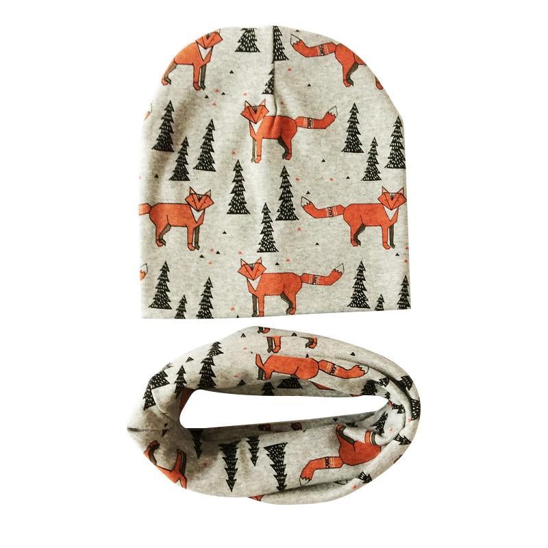 Modern Cartoon Sheep Cotton Hat & Scarf Set for Kids