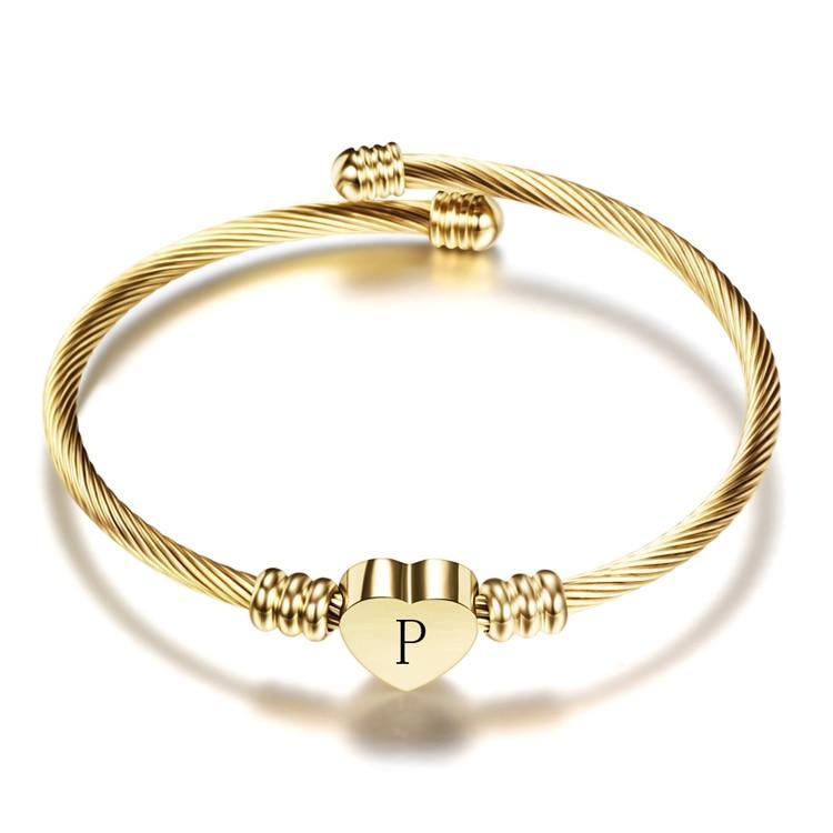 Elegant Gold Color Stainless Steel Heart Bracelet for Women
