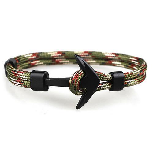 Pulsera de Paracord con Ancla Negra Elegante para Hombres