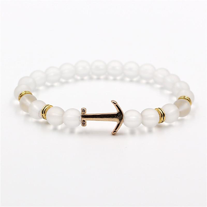 Bracelet en Pierre Naturelle au Design Ancre Élégant pour Hommes et Femmes