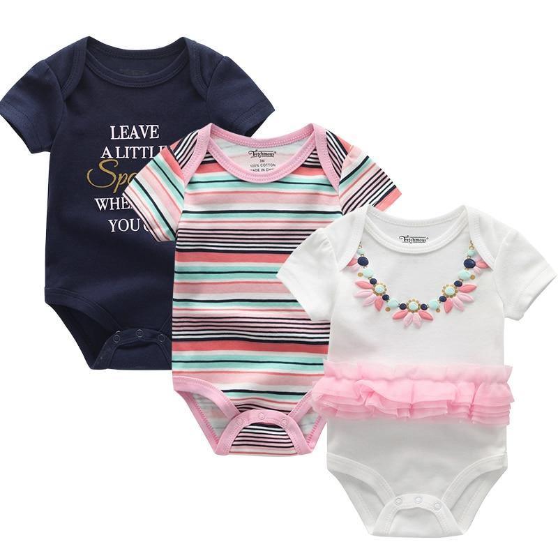 3-Piece Modern Baby Bodysuit Set - Unisex Unicorn Design