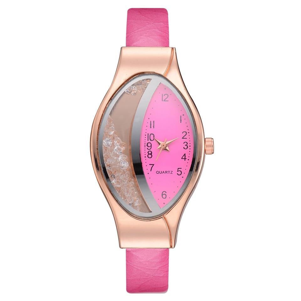 Montre de luxe élégante pour femmes avec bracelet en cuir