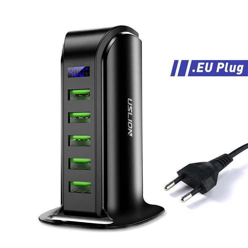 Cargador USB de Ahorro de Energía de 5 Puertos con Pantalla LED