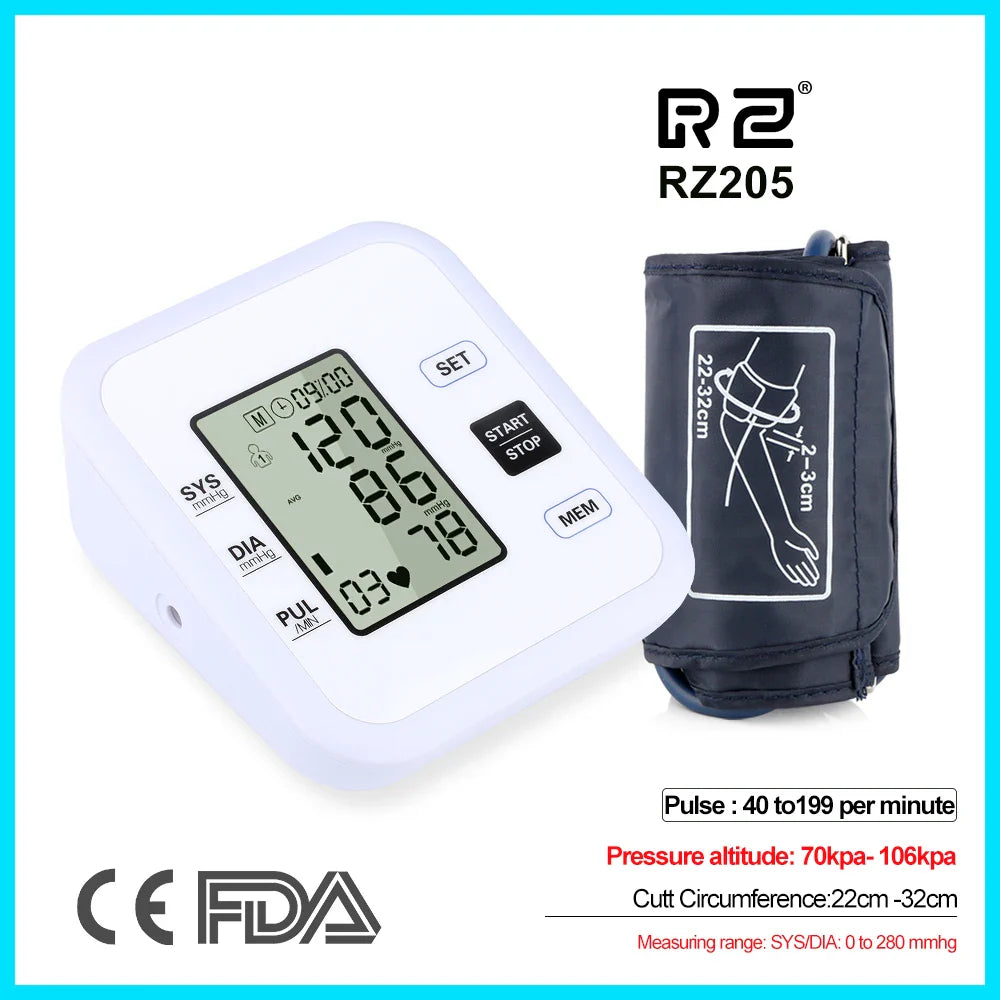 Health Care Arm Blood Pressure Monitor Heart Beat Rate Pulse Meter Tonometer Sphygmomanometers pulsometer - Korvel