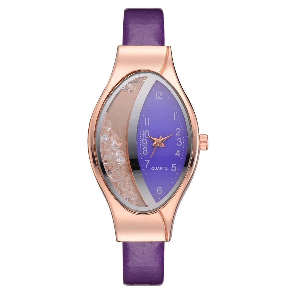 Montre de luxe élégante pour femmes avec bracelet en cuir