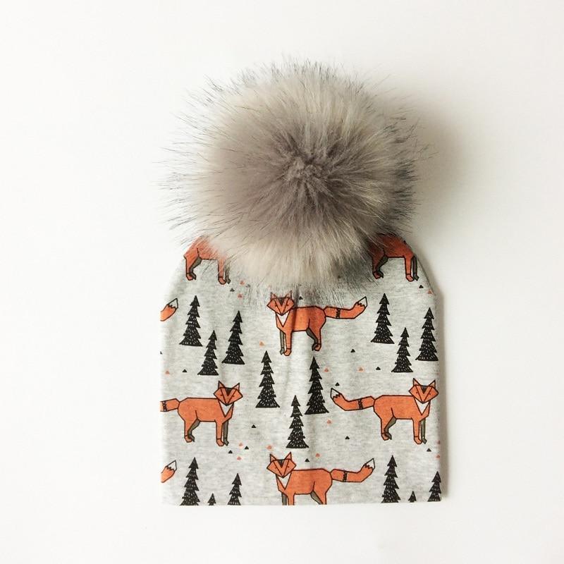 Luxury Cartoon Print Cotton Beanie Hat for Kids
