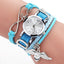 Montre en cuir avec pendentif en forme de cœur en argent pour femmes