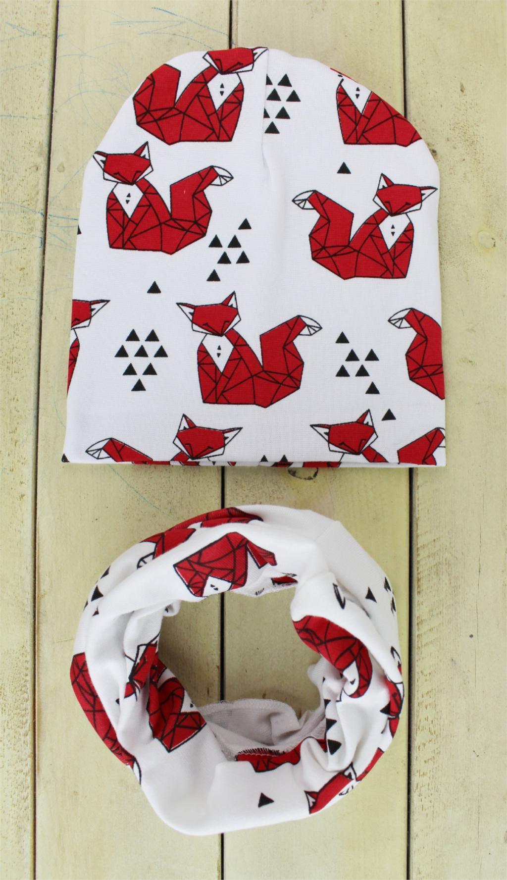 Modern Cartoon Sheep Cotton Hat & Scarf Set for Kids