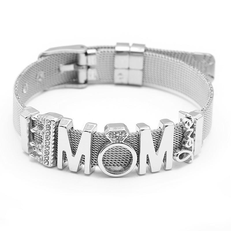 Conjunto de Pulseras de Acero Inoxidable Elegante con Charm de Corazón de Cristal