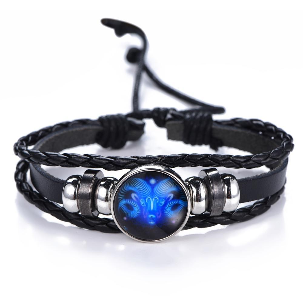 Elegant Zodiac Constellation Leather Bracelet for All