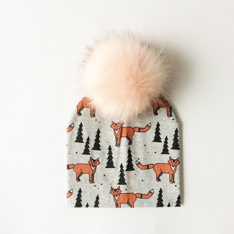 Luxury Cartoon Print Cotton Beanie Hat for Kids
