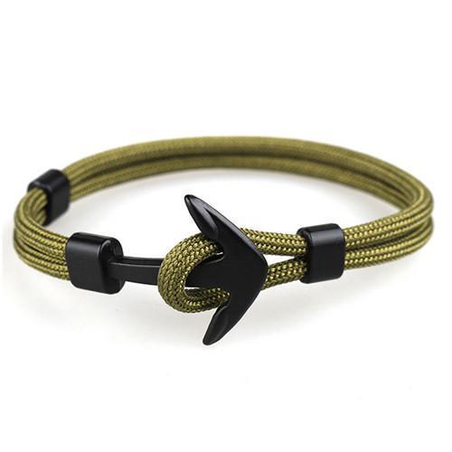 Pulsera de Paracord con Ancla Negra Elegante para Hombres