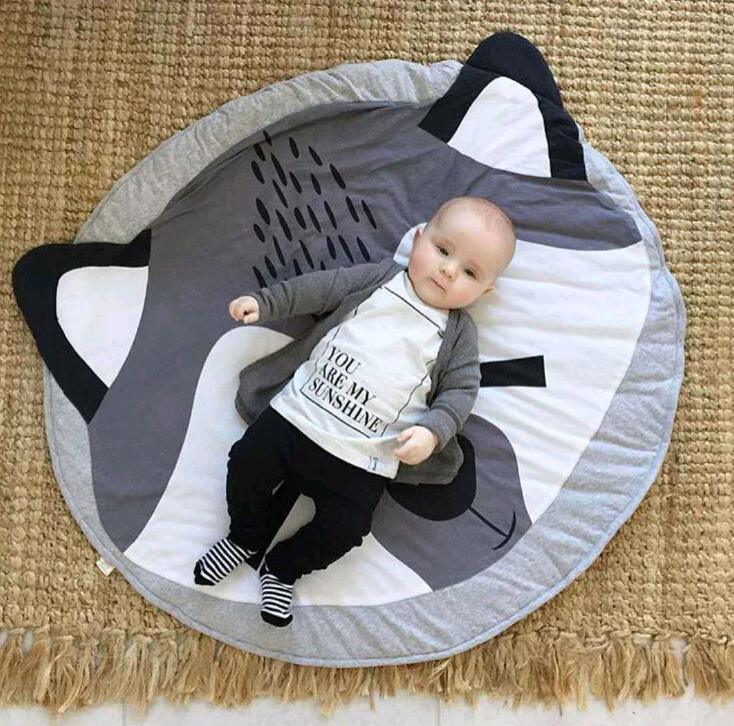 Deluxe Cartoon Animal Play Mat for Infants - Foldable Cotton Rug - Korvel