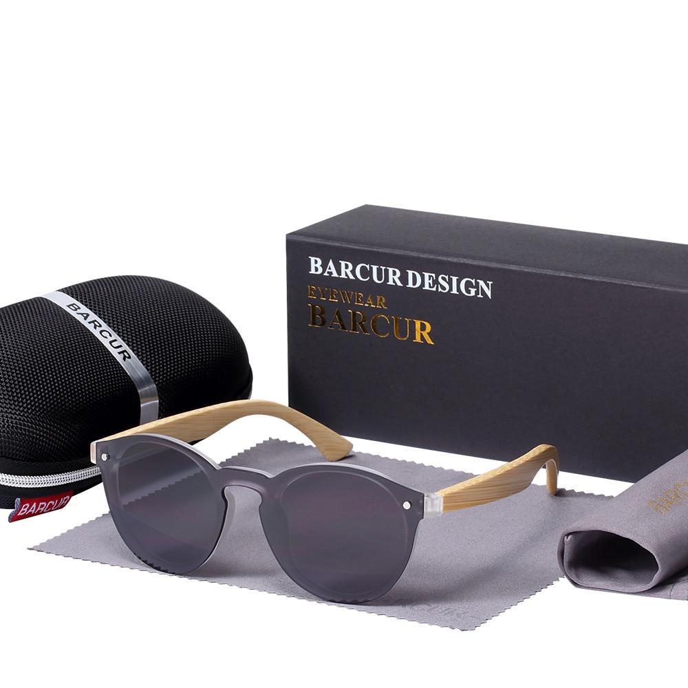 Lunettes de soleil rondes en bambou de luxe avec protection UV400