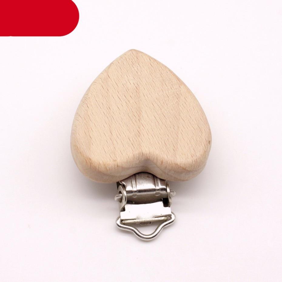 Premium Beech Wood Pacifier Clip - Cute Elephant & Heart Design