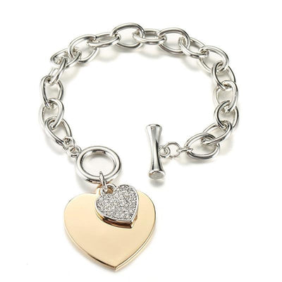 Trendy Gold Heart Charm Bracelet for Women - Stylish Silver Link Chain Jewelry - Korvel